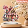 8in Christmas Candy House Miniature Acrylic 2D Desktop Decorative Piece Colored Family Village Theme Festival Statue Home Decor