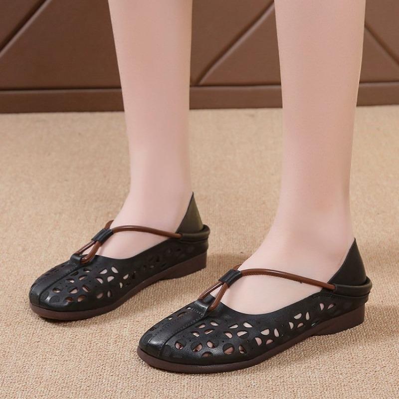 Scarpe da ballo basse eleganti da donna, scarpe estive traforate da donna, scarpe Mary Jane da donna, mocassini vintage, mocassini con cut-out