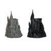 Dark Castle Pen Holder Large-Diameter Storage Desktop Organizer with 3D Micro-Landscape Design Distressed Black Gray Texture Durable Fantasy Decor