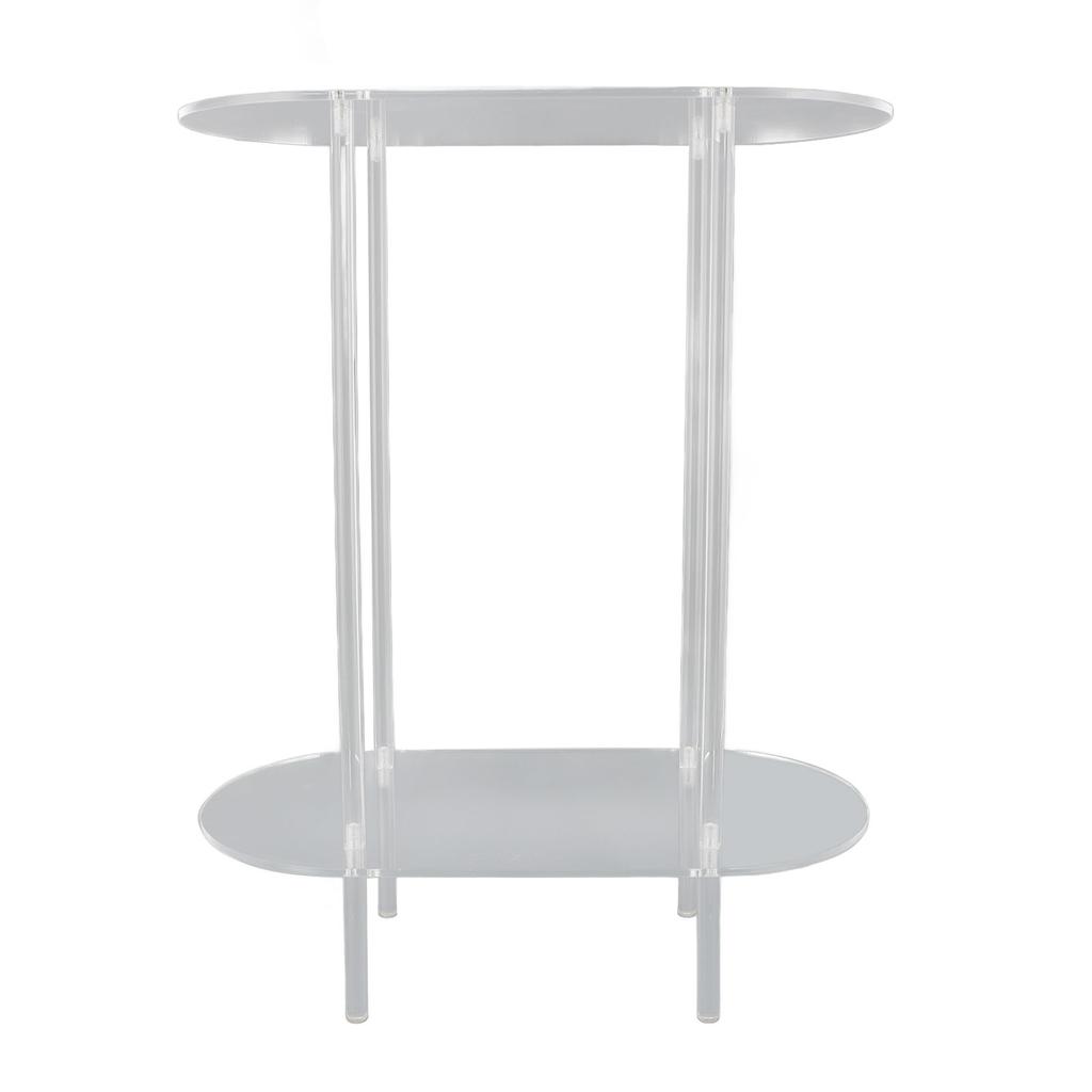 Clear Side Table Acrylic 2 Tier Oval Modern Detachable Nightstand End Table for Living Room Office