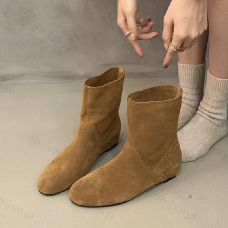 Women Ankle Boots 2026 Autumn Round Toe Suede Non-slip Short Boots Outdoor Casual Low Heel Fashion Boots Women Botas De Mujer