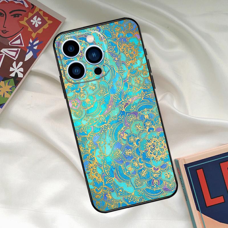 Elegant Mandala Floral Design Phone Case For iPhone 16 15 14 13 12 11 17 Pro Max 15 16 Plus 12 Mini 16e 17 Air Funda Cover