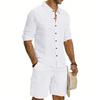Men's Casual Long-sleeved Tooling Shirt Shorts Set