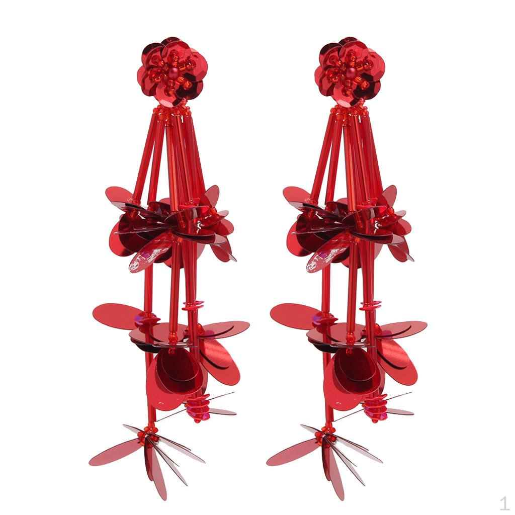 

1 Pair Earrings With Long Tassel Styilo Accessory красный