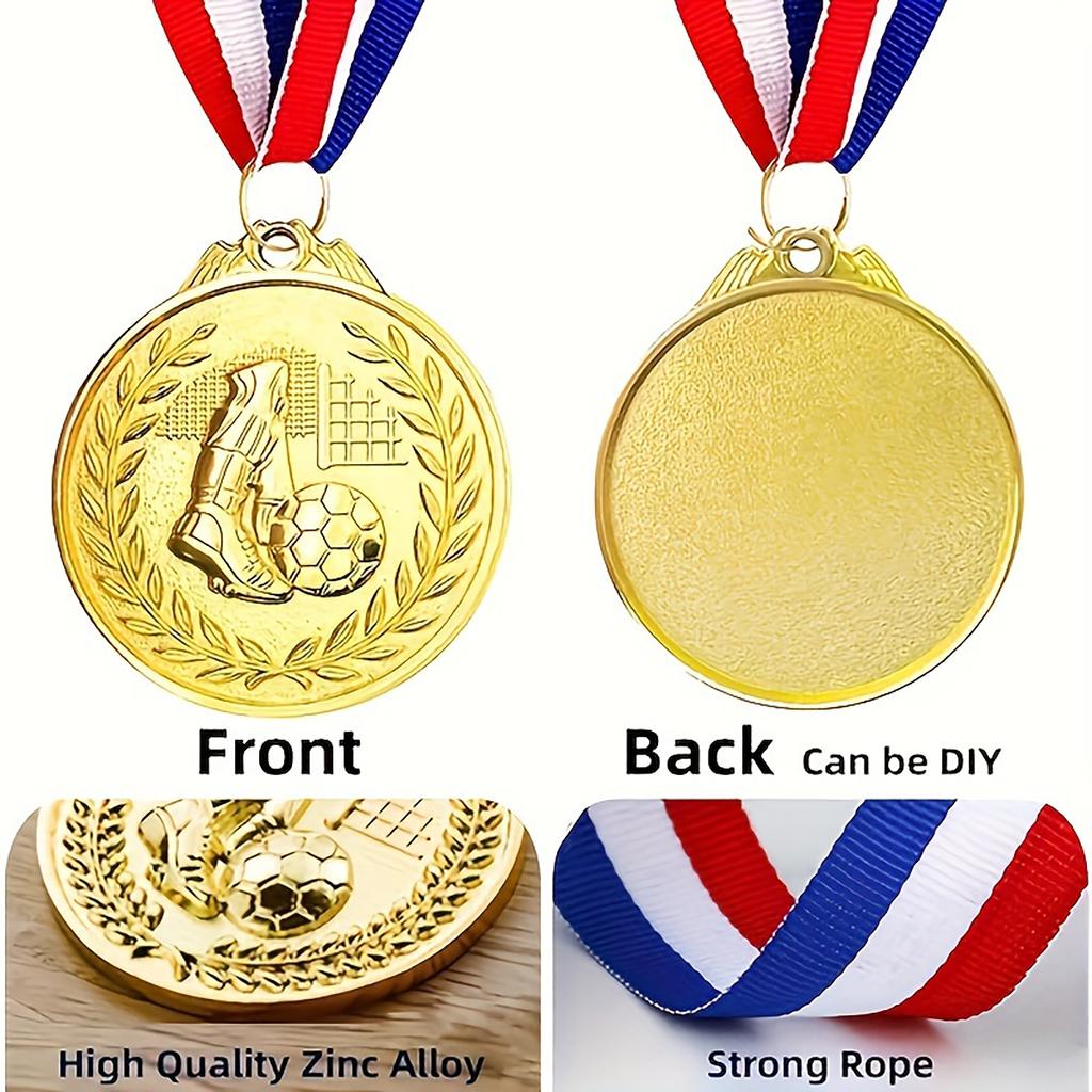 12 Stück Goldene Sieger-Medaille Zinklegierung Rund Sieger-Belohnung Fußball-Wettbewerbspreise Auszeichnung Goldene Medaillen für Souvenir-Geschenk Sport