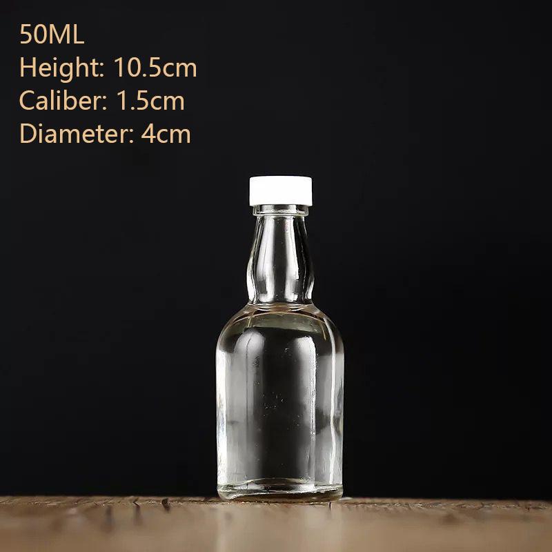 1Pc 50Ml Empty Glass Wine Bottle With Lid Reusable Beverage Bottle Leakproof Alcohol Shot Bottle For Wedding Party Supplies