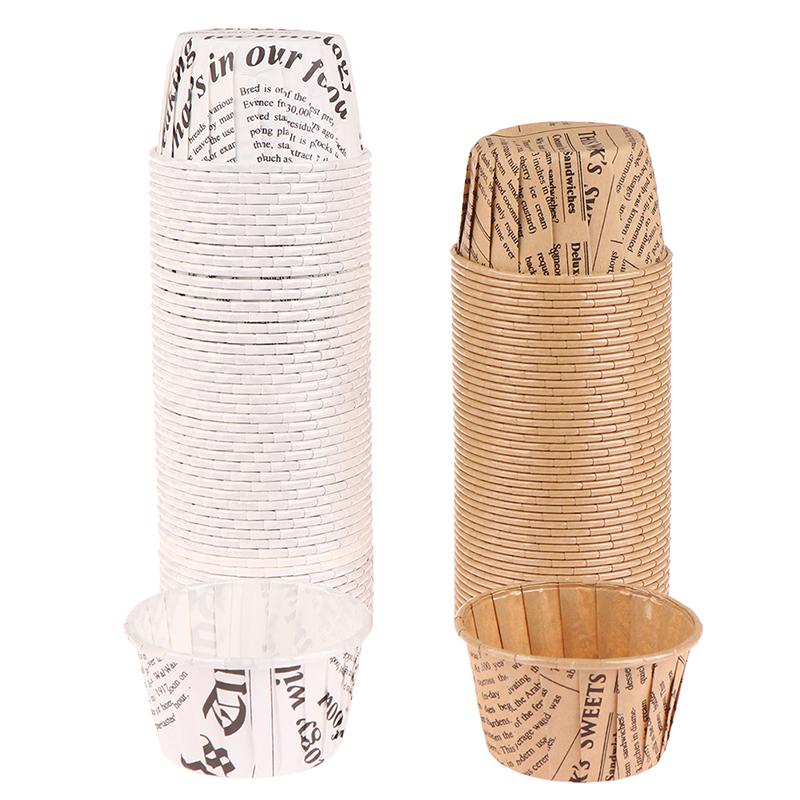50 stuks Krullend Papieren Bekertje Flens Cake Papieren Bekertje Oliebestendig Cupcake Bakje Bakvorm Bakplaat Doos Bruiloft Feest Muffin Bekers