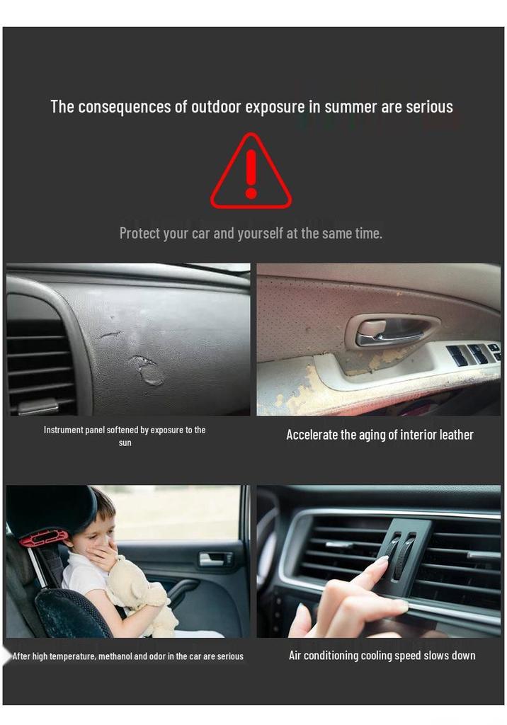 Car Sunshade - Front Windshield Heat Protection & Insulation, Telescopic Folding Design