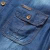 Männer Multi Taschen Denim Werkzeug Shirts Sommer Kurzarm Blue Jeans Shirts Hohe Qualität Männer Baumwolle Casual Shirts Größe