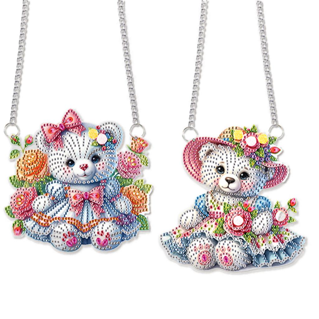 2pcs Animal Diamond Painting Hanging Pendant 5D DIY Diamond Painting Dots Pendant for Garden Window Decor