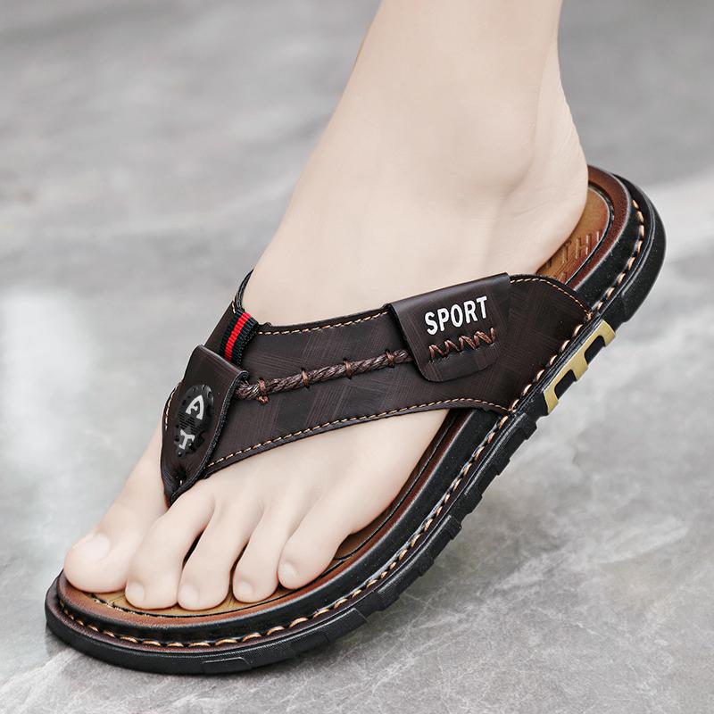 Fashion Flip Flops Mens Slippers Summer Casual Shoes Beach Sandals Outdoor Slides Walking Comfort Leather Luxury Designer Fashion 47