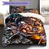 Juego de Ropa de Cama con Estampado de Dibujos Animados Colcha Funda de Colcha Funda de Almohada Decoración del Hogar Regalo de Cumpleaños (1 * funda nórdica + 2 * fundas de almohada, sin núcleo)