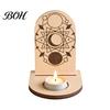 Gift for Housewarming Wooden Tarot Card Holder Stand, of The Day Candle Tealight Holder, Moon Small Wood Stand Candles Sun Star Pattern Altar Display