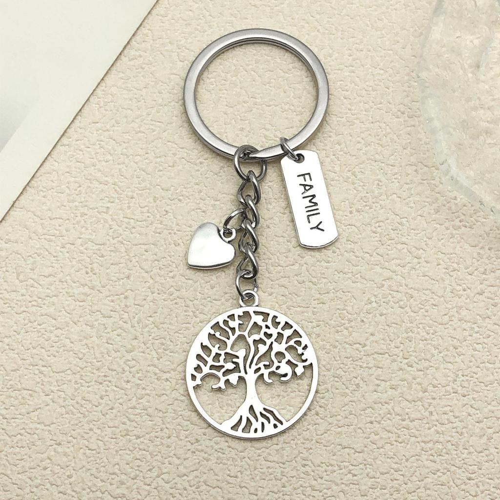 Antique Silver Heart & Tree Pendant Keyring