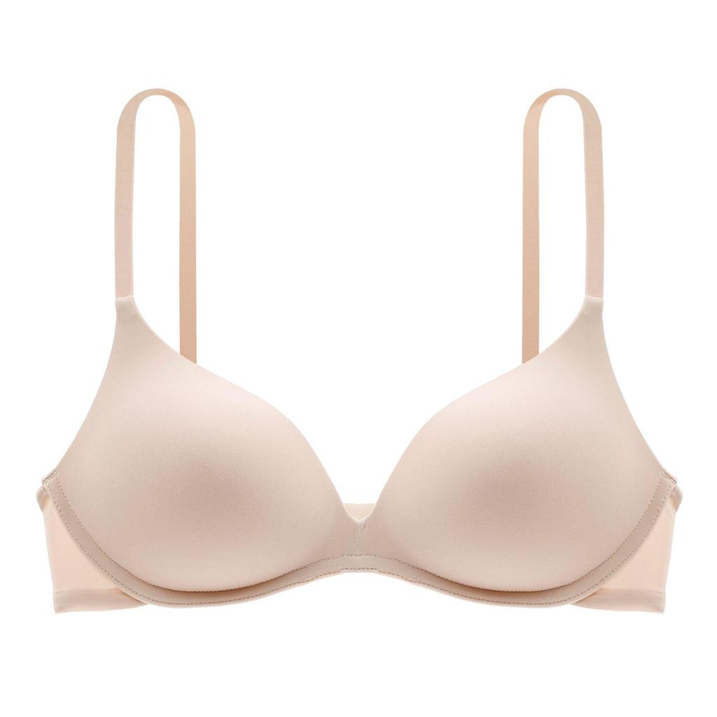 „Zhiqu nahtloser weißer Triangel-BH – bügellos, sexy, geraffte Passform“