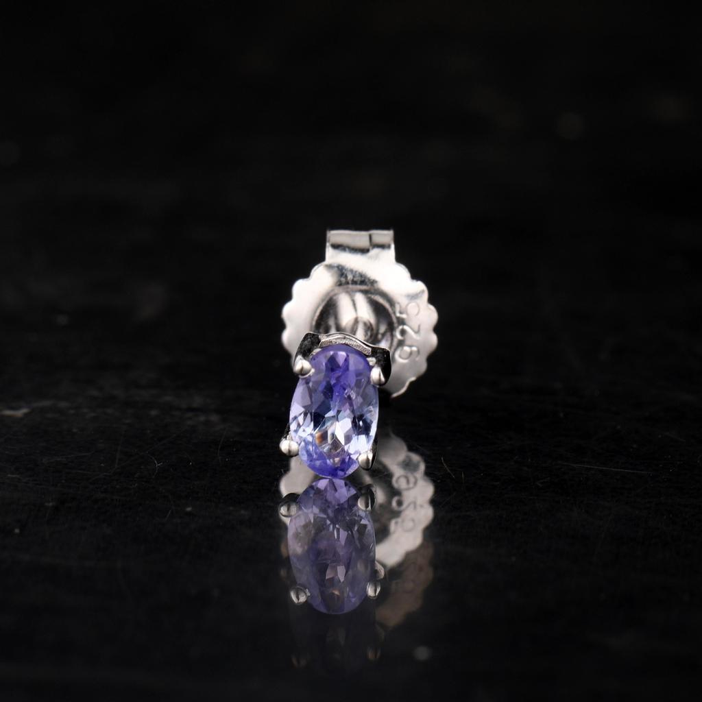 925 Sterling Silver Natural Tanzanite Stud Earrings Oval 5x3mm AAA+ Handmade Fine Jewelry Gift for Her