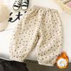 Baby Girls Boys Warm Fleece Kids Printed Pants Thicken Warm Plus Velvet Trousers Autumn Winter Children's Clothing Korean Style