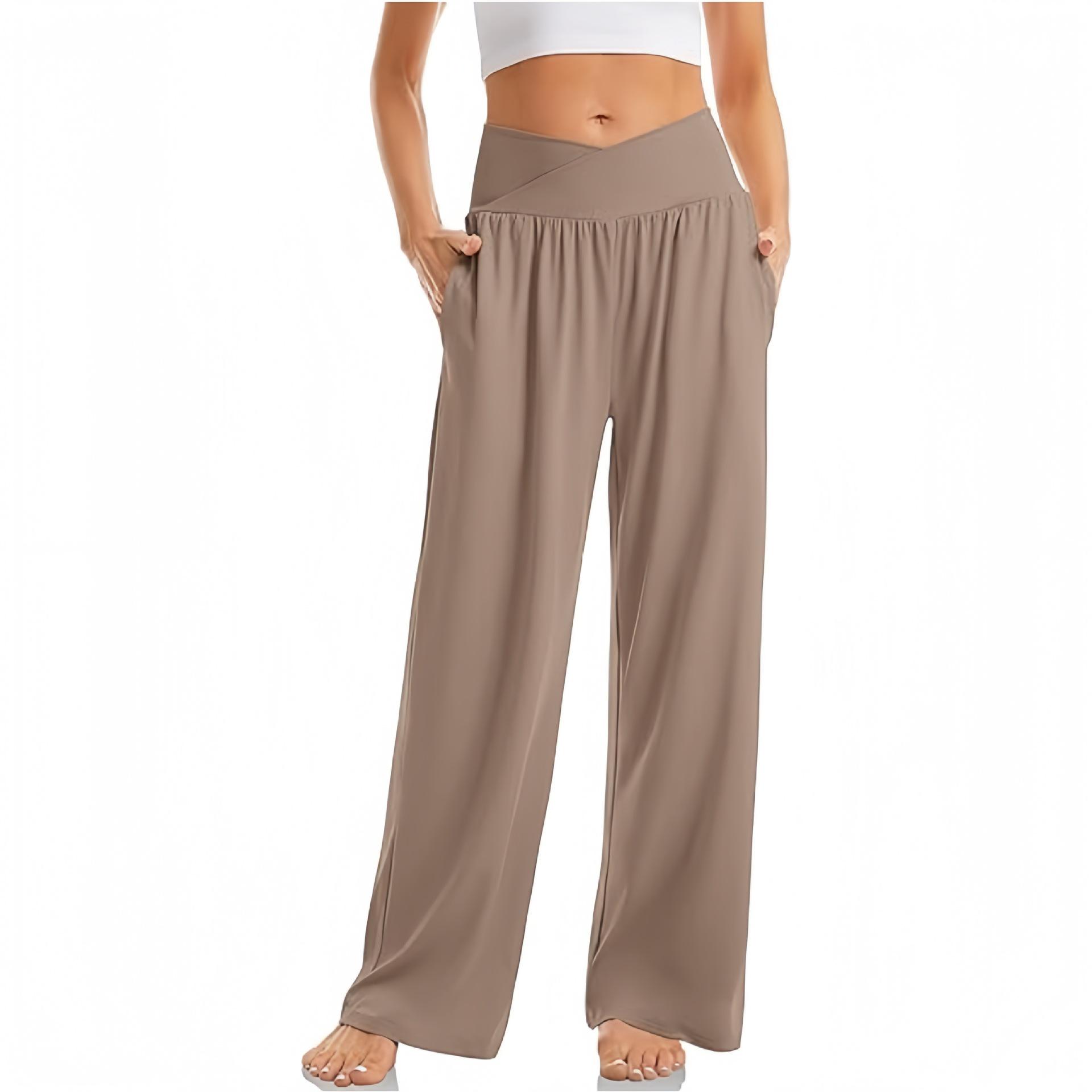 Women s High-Waisted Wide-Leg Yoga Pants - Casual, Comfortable, Flowy Long Design Medium света кофе
