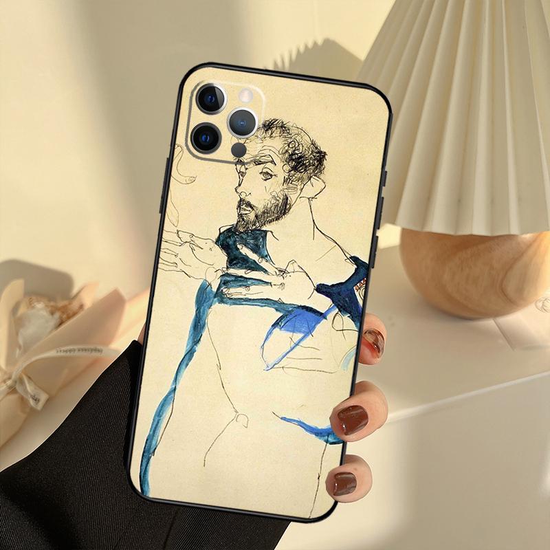 Egon Schiele Phone Case For iPhone 13 16 15 11 12 14 17 Pro Max 12 mini 15 16 Plus 16e 17 Air Cover Funda