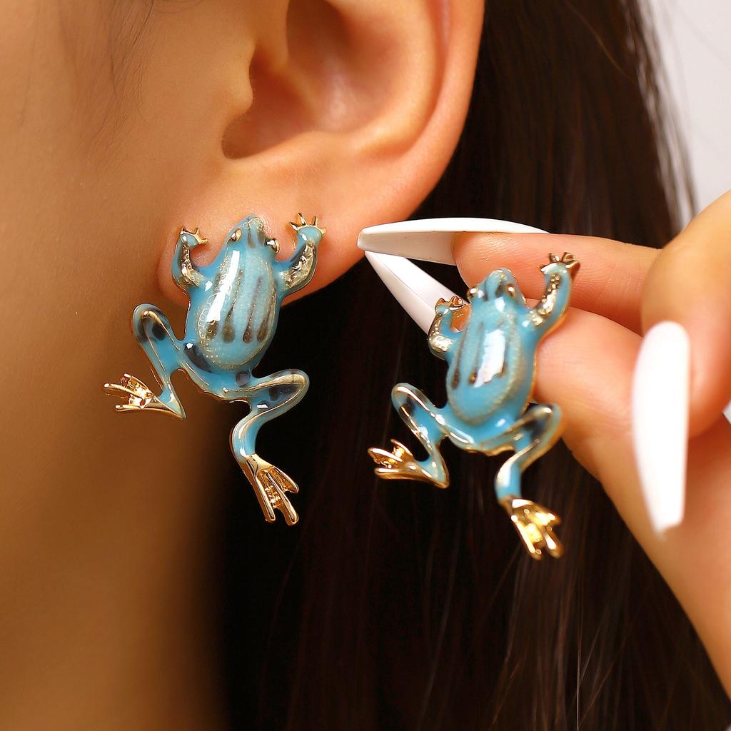 LATS Hip-hop Rock Quirky Cute Cartoon Personality Creative Frog Earrings for Women Jewelry Accessories Gifts