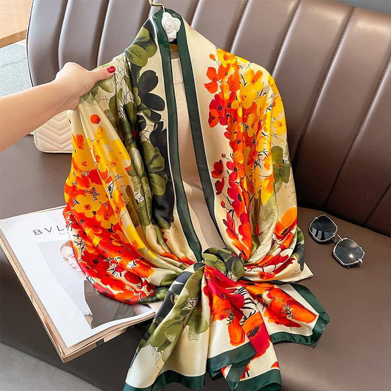 Luxury Design 180X90CM Shawls  Beach Women Square Scarves Popular The Four Seasons Bandanna Sunscreen New Style Silk Scarf