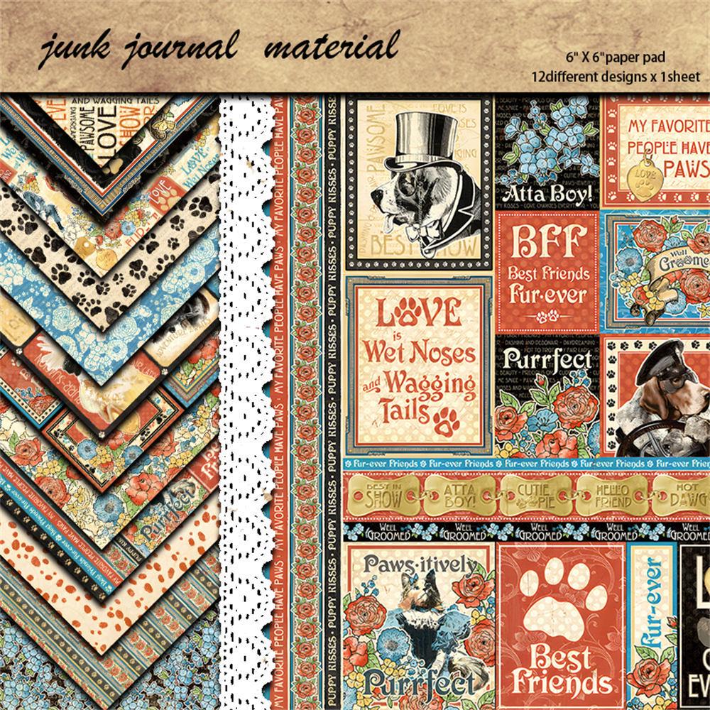12 Sheets Retro Dashboard Journal Collage Paper and DIY Sticker Set