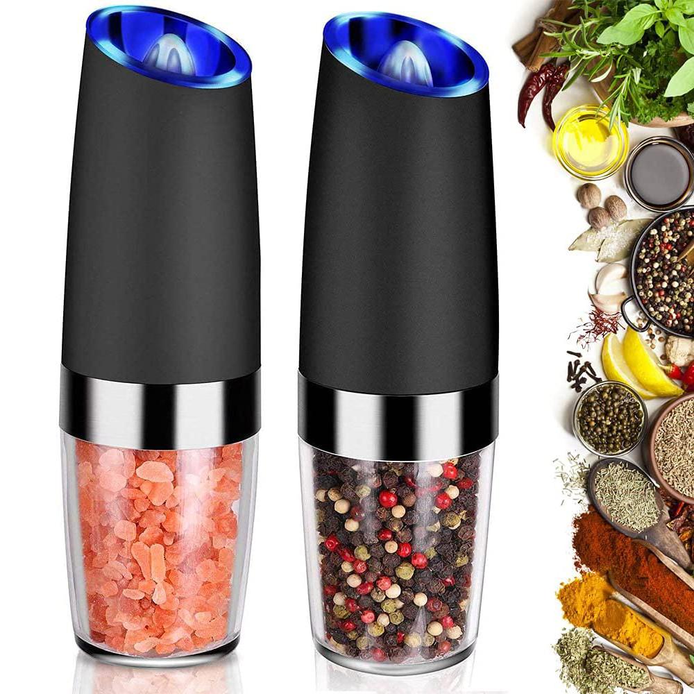 1/2Pcs Gravity Electric Salt and Pepper Grinder Set, Battery Powered Pepper Mill Adjustable Coarseness Salt Shakers Kitchen Gadgets Gifts