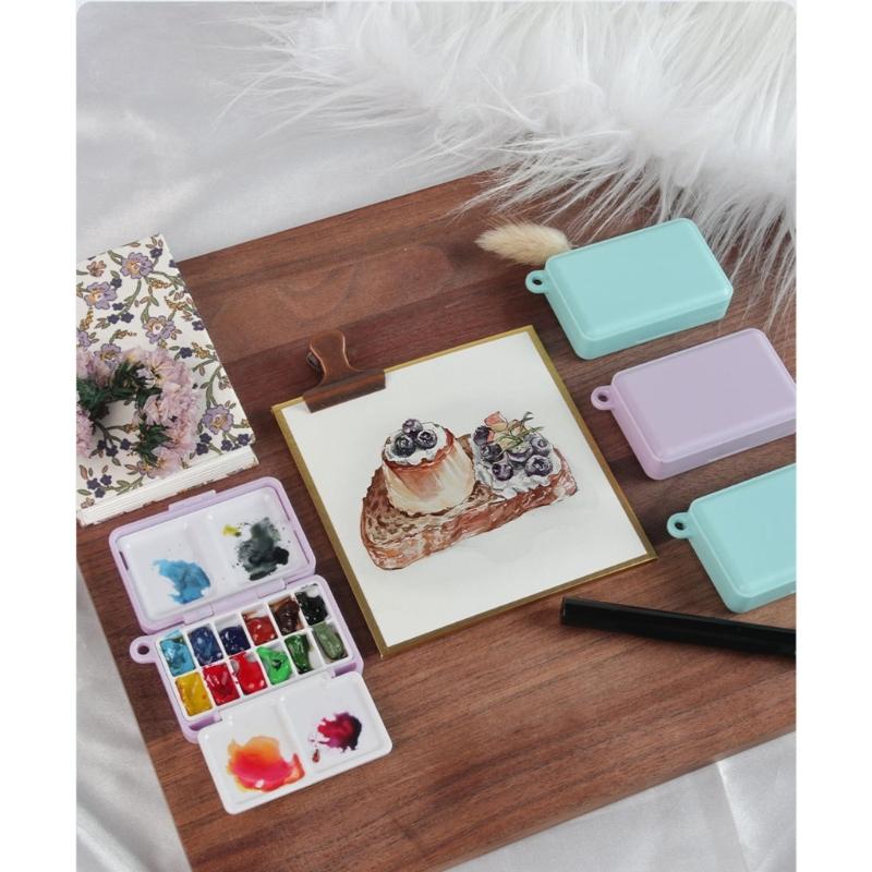 Watercolor Paint Palette 12 Well Folding Paint Storage Case Portable Watercolor Paint Mixing Tray for Artist Student