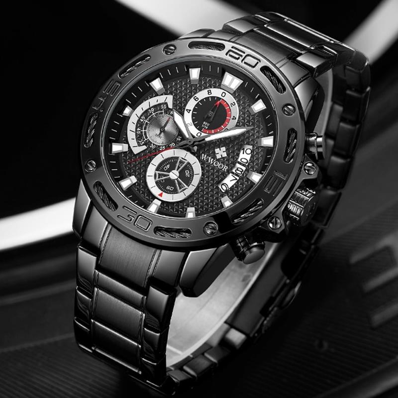 Herrenuhren Top Marke Mode Luxus Gold Edelstahl Quarz Uhr Herren Wasserdicht Sport Chronograph Uhr