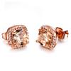 Luxury Female Yellow Pink Stone Earrings Fashion Silver Color Wedding Jewelry Vintage Double Stud Earrings for Women