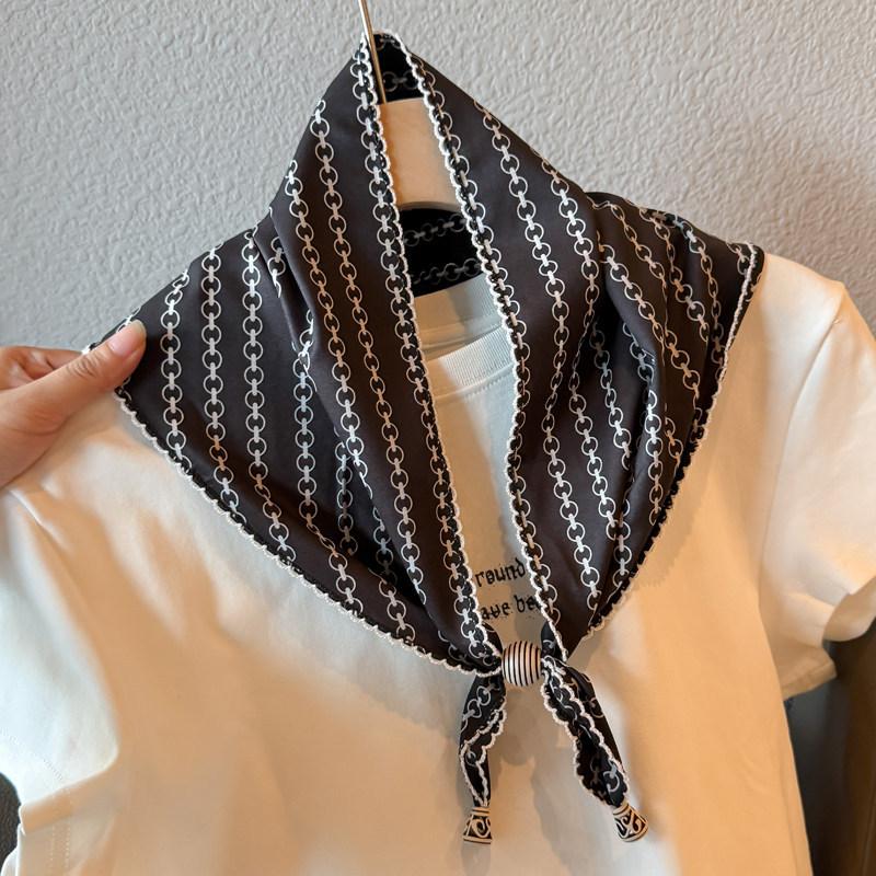 British lace plaid beaded triangular scarf, fart curtain, women's stacking wears high-end fashion waist accessories, fart-covering silk scarf skirt