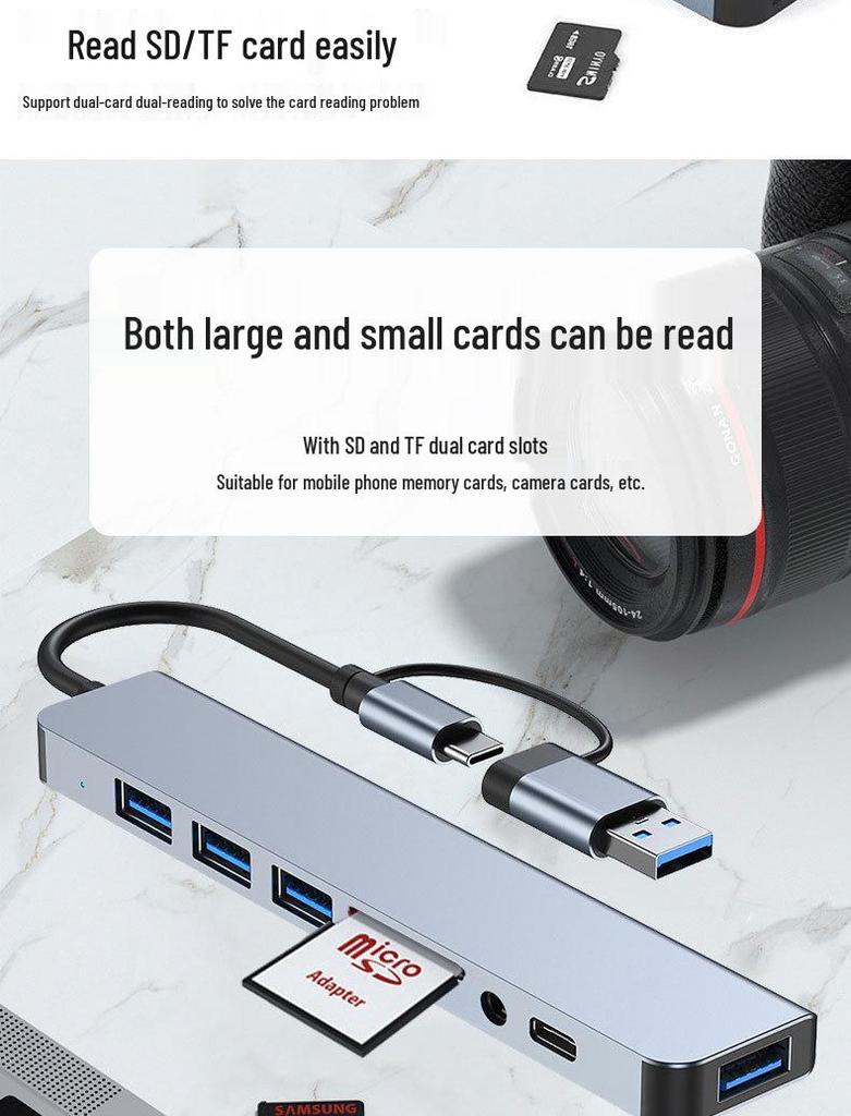 8-in-1 Dual-Use USB 3.0 Hub mit SD+TF-Kartenleser