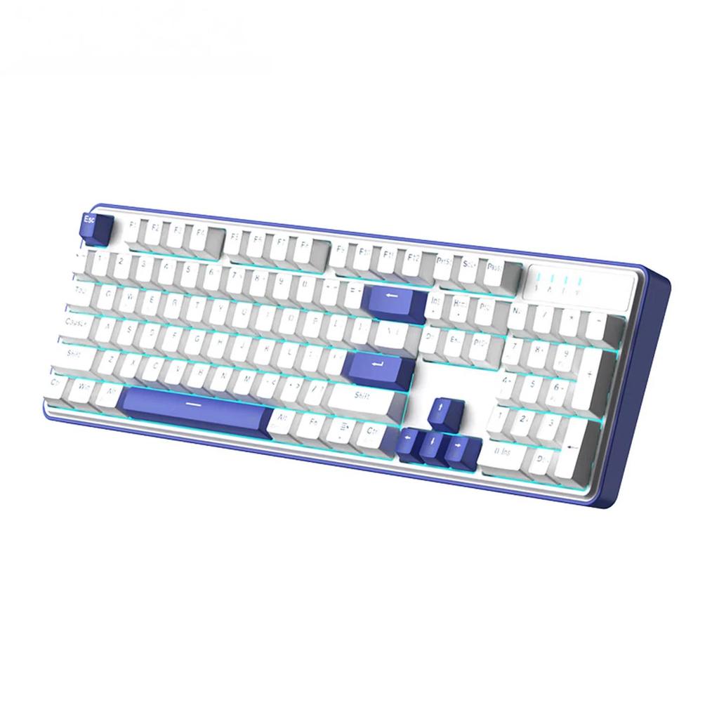 KS104-B Mechanical Keyboard, Wired Office Keyboard, Computer Keyboard, White And Blue
