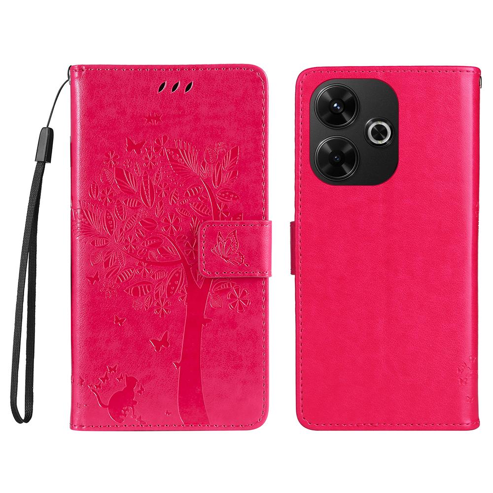 

For Xiaomi Redmi 13 5G/13 4G Phone Case with Stand Cat Tree Pattern Leather Wallet Mobile Cover H