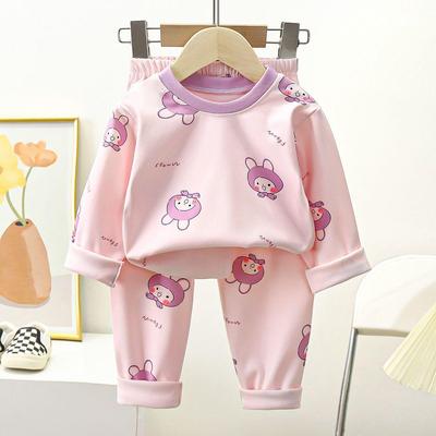 2024 Autumn/Winter Baby Cartoon Thermal Top & Trousers Two-Piece Set - Children's Warm Underwear Homewear
