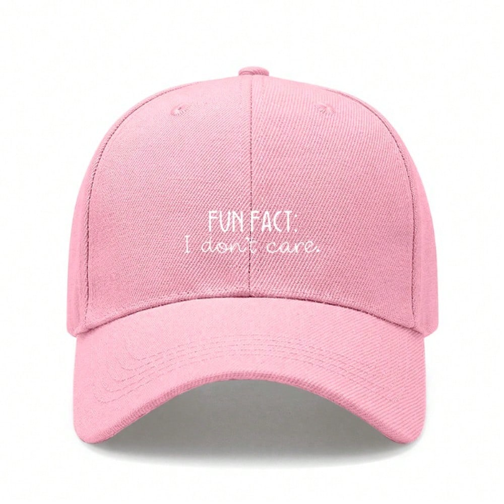 [Casual Baseball Cap] Beige "FUN FACT: I Don't Care." Print Baseball Hat, Adjustable Breathable Lightweight Curved Brim, Daily Wear Sun Dad Hat