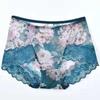 Sleek Mesh Print Plus Size Seamless Mid-High Waist Women's Panties