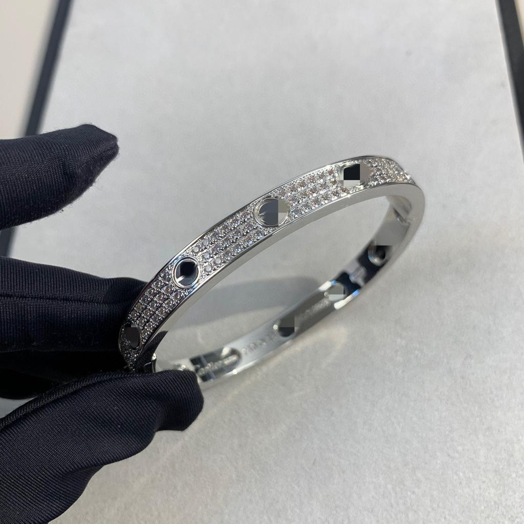 High Version V Gold Classic LOVE Thick Plated 18K Rose Gold Wide Version Three Rows of Diamonds Gypsy Black Nails Couple Bracelet