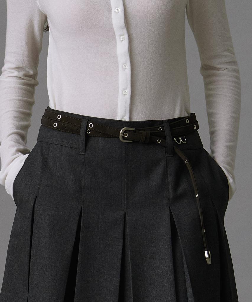 TTUDEMENT Eyelet Long Belt Brown