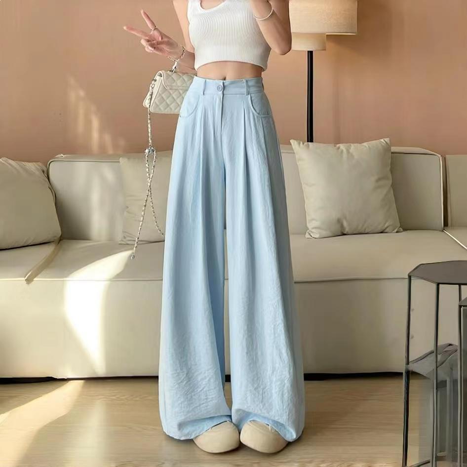 Women s High-Waisted Apricot Wide-Leg Cloud Pants - Lightweight, Casual Summer Fit S (80-95 kg)