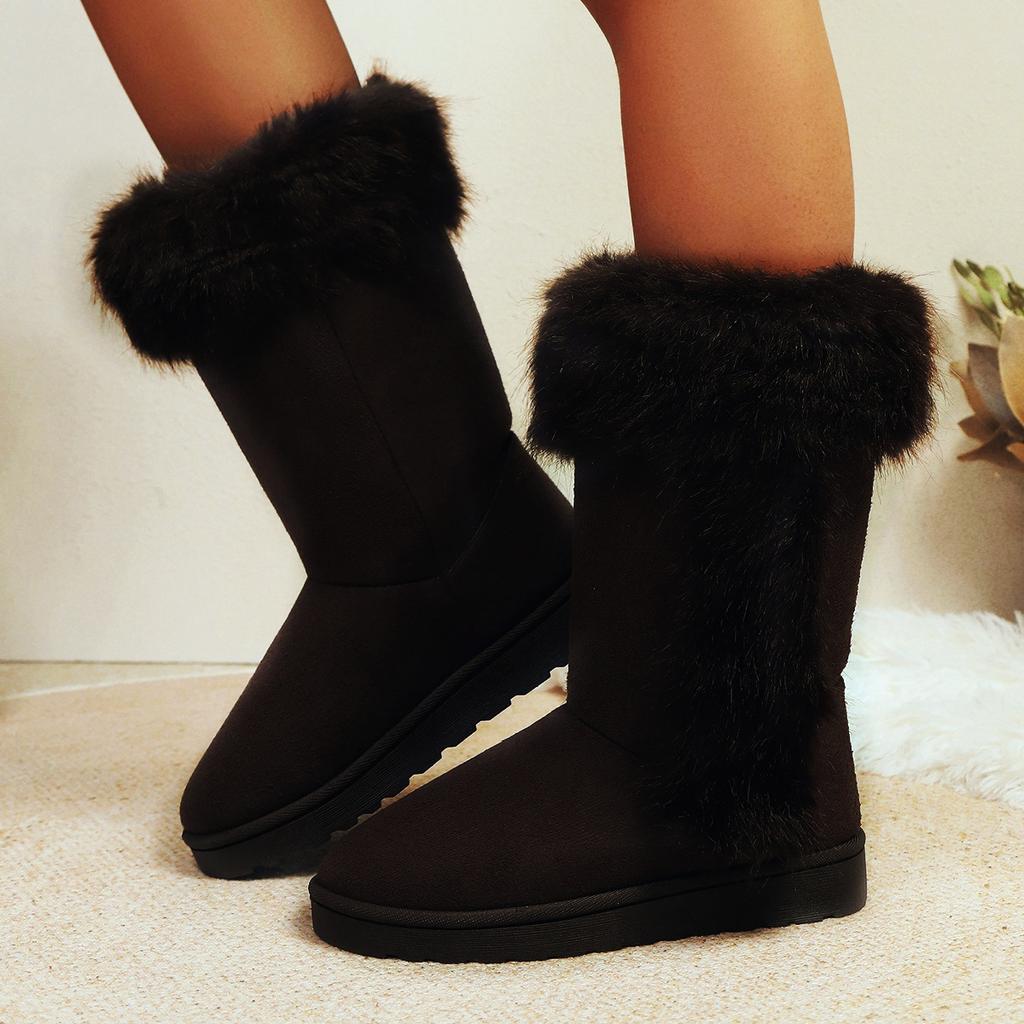 Women's long large size soft elastic winter warm cold padded snow boots non-slip wear outdoor leisure sports cotton boots