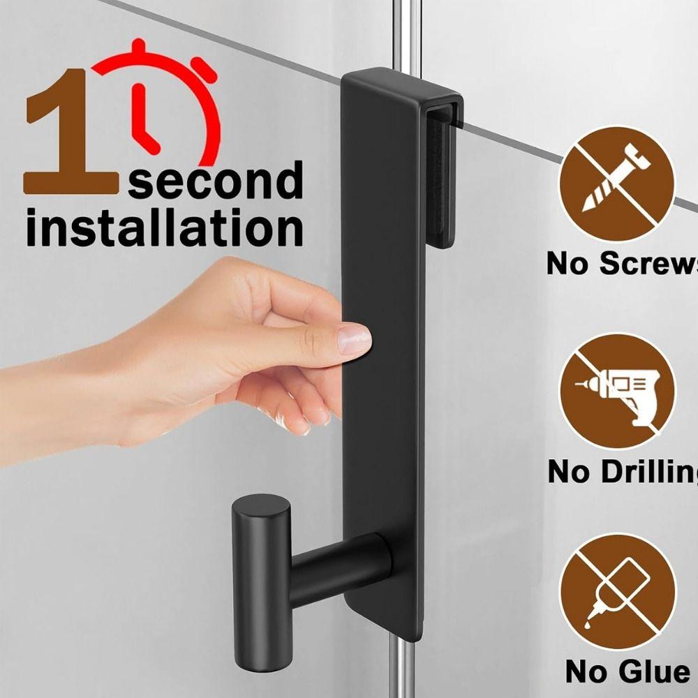 2Pcs Soft Cushion Towels Hooks Up To 10mm Thick Robe Hanger Widened Glass Door Hanger Bathroom