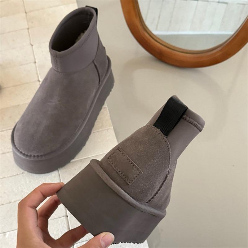 Snow boots thick-soled winter new deep low tube elastic boots wool heightening warm cotton shoes women's shoes