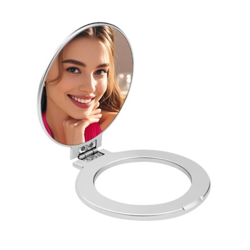 

Magnetic Phone Stand Mount Holder Cellphone Kickstand with Makeup Mirror Foldable Bracket for Phone 16 15 14 13 серебряный