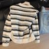 Women's Crew Neck Color Block Striped Sweater