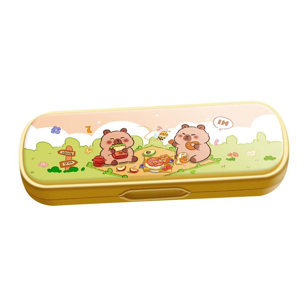Multifunctional Capibara Pencil Case Double Layer with Password Lock Stationery Box Large Capacity Stationery Organizer Students