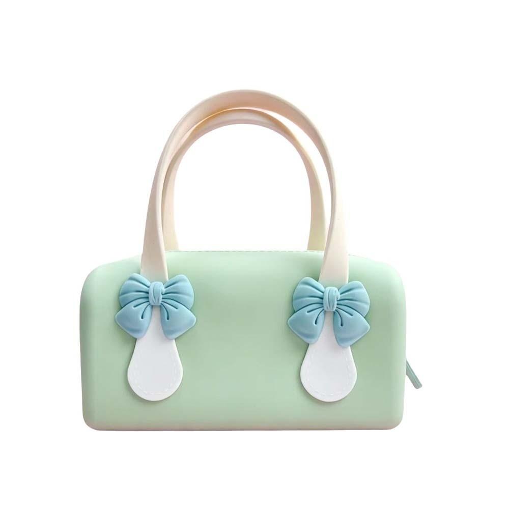 Durable Silicone Handbag Washable Toiletry Organizer Tote Underarm Purse Bow Mini Tote  Sweet Girls