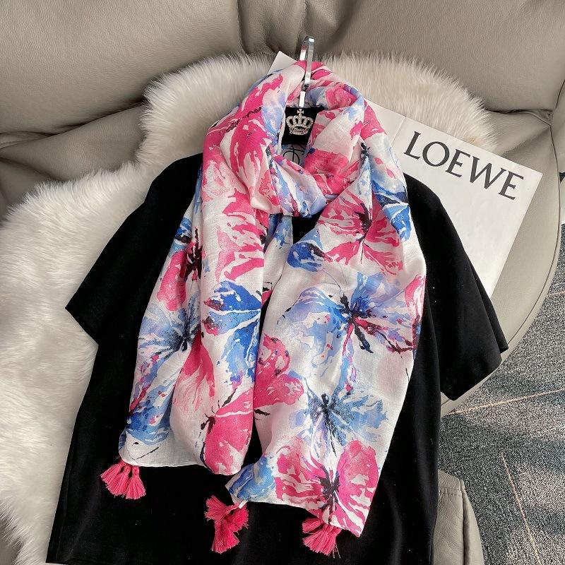 

Модный бренд Прекрасный цветочный кисточный вискозный шаль-шарф Женский мягкий пашминовый хиджаб и накидка Фуляр Мусульманский шаль 180*90 см