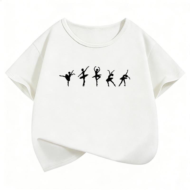 Dance Girls Fashion T Shirts Short Sleeve Kids Childrens Tshirt Girls Summer Spring Casual Top Tee Shirt