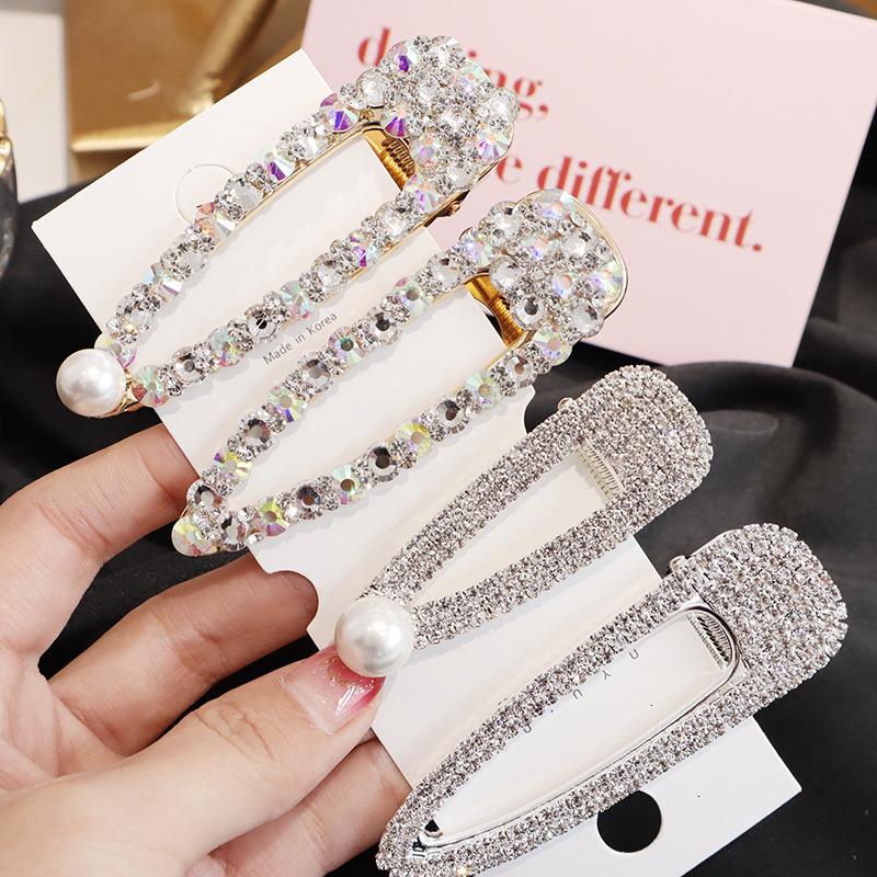 Luxury Full Crystal Pearl Hair Clips Pins Fashion Geometric Waterdrop Rectangle Duckbill Clip For Women Girls Hair Accessories